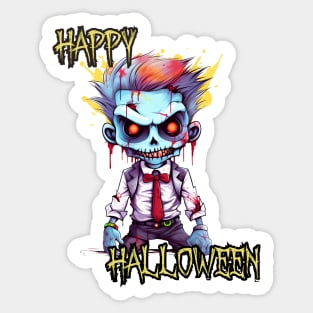 Spooky Zombie Boy Happy Halloween Sticker